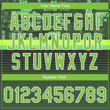 Laden Sie das Bild in den Galerie-Viewer, Custom Green Neon Green-White 3D Pattern Design Bomber Full-Snap Varsity Letterman Jacket
