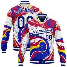 Laden Sie das Bild in den Galerie-Viewer, Custom Figure Royal-Red 3D Bomber Full-Snap Varsity Letterman Jacket
