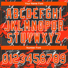 Laden Sie das Bild in den Galerie-Viewer, Custom Red Orange-Black 3D Pattern Design Bomber Full-Snap Varsity Letterman Jacket
