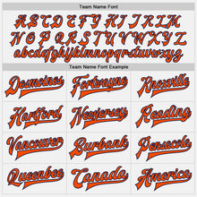 Laden Sie das Bild in den Galerie-Viewer, Custom White Orange Pinstripe Orange-Navy Bomber Full-Snap Varsity Letterman Jacket
