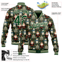 Load image into Gallery viewer, Custom Green Green-Cream Christmas 3D Bomber Full-Snap Varsity Letterman Jacket
