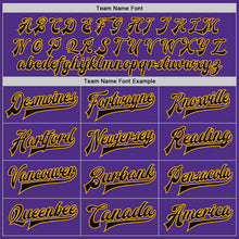 Загрузить изображение в средство просмотра галереи, Custom Purple Black-Gold Bomber Full-Snap Varsity Letterman Two Tone Jacket
