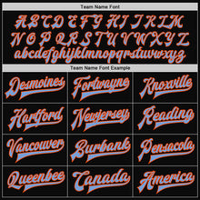 Load image into Gallery viewer, Custom Black Light Blue-Orange Bomber Full-Snap Varsity Letterman Two Tone Jacket
