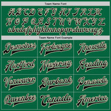 Загрузить изображение в средство просмотра галереи, Custom Kelly Green Black-Cream Bomber Full-Snap Varsity Letterman Jacket
