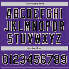 Загрузить изображение в средство просмотра галереи, Custom Purple Black-Cream Bomber Full-Snap Varsity Letterman Jacket
