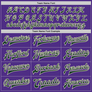 Custom Purple Green-Cream Bomber Full-Snap Varsity Letterman Jacket