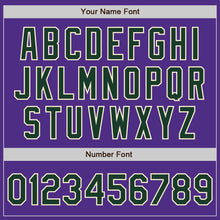 Load image into Gallery viewer, Custom Purple Green-Cream Bomber Full-Snap Varsity Letterman Jacket
