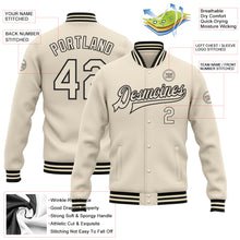 Load image into Gallery viewer, Custom Cream Cream-Black Bomber Full-Snap Varsity Letterman Jacket
