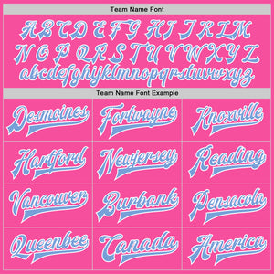 Custom Pink Light Blue-White Bomber Full-Snap Varsity Letterman Jacket