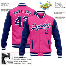 Загрузить изображение в средство просмотра галереи, Custom Pink Royal-White Bomber Full-Snap Varsity Letterman Two Tone Jacket

