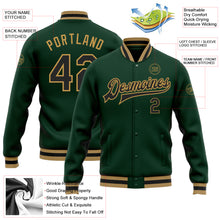 Charger l&#39;image dans la galerie, Custom Green Black-Old Gold Bomber Full-Snap Varsity Letterman Jacket
