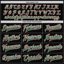 Load image into Gallery viewer, Custom Black Red-Kelly Green Mexico 3D Bomber Full-Snap Varsity Letterman Jacket
