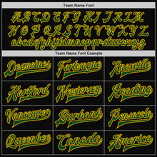 Load image into Gallery viewer, Custom Black Green-Gold Bomber Full-Snap Varsity Letterman Jacket
