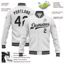 Charger l&#39;image dans la galerie, Custom White Black-Gray Bomber Full-Snap Varsity Letterman Jacket
