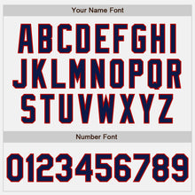 Charger l&#39;image dans la galerie, Custom White Navy-Red Bomber Full-Snap Varsity Letterman Jacket
