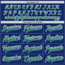 Load image into Gallery viewer, Custom Royal Kelly Green-White Bomber Full-Snap Varsity Letterman Jacket
