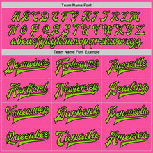 Загрузить изображение в средство просмотра галереи, Custom Pink Neon Green-Black Bomber Full-Snap Varsity Letterman Jacket
