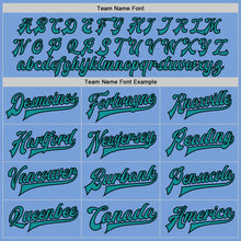 Load image into Gallery viewer, Custom Light Blue Teal-Black Bomber Full-Snap Varsity Letterman Jacket
