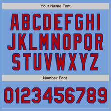 Load image into Gallery viewer, Custom Light Blue Red-Royal Bomber Full-Snap Varsity Letterman Jacket

