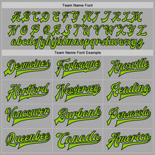 Charger l&#39;image dans la galerie, Custom Gray Neon Green-Black Bomber Full-Snap Varsity Letterman Jacket
