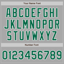 Load image into Gallery viewer, Custom Gray Kelly Green-White Bomber Full-Snap Varsity Letterman Jacket
