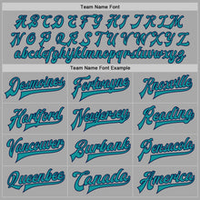 Load image into Gallery viewer, Custom Gray Teal-Navy Bomber Full-Snap Varsity Letterman Jacket
