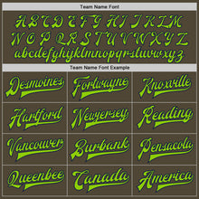 Загрузить изображение в средство просмотра галереи, Custom Olive Neon Green-Navy Bomber Full-Snap Varsity Letterman Salute To Service Jacket
