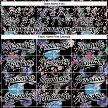 Laden Sie das Bild in den Galerie-Viewer, Custom Black White Heron And Flower 3D Pattern Design Bomber Full-Snap Varsity Letterman Jacket
