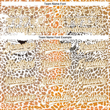 Laden Sie das Bild in den Galerie-Viewer, Custom Old Gold White-Black Leopard 3D Pattern Design Bomber Full-Snap Varsity Letterman Jacket
