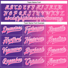 Laden Sie das Bild in den Galerie-Viewer, Custom Purple Pink-White Eagle 3D Pattern Design Bomber Full-Snap Varsity Letterman Jacket
