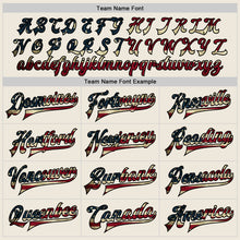 Laden Sie das Bild in den Galerie-Viewer, Custom Cream Vintage USA Flag-Black Bomber Full-Snap Varsity Letterman Jacket
