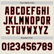 Load image into Gallery viewer, Custom Cream Black-Red Bomber Full-Snap Varsity Letterman Jacket
