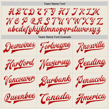 Laden Sie das Bild in den Galerie-Viewer, Custom Cream Red-White Bomber Full-Snap Varsity Letterman Jacket

