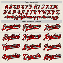 Laden Sie das Bild in den Galerie-Viewer, Custom Cream Red-Black Bomber Full-Snap Varsity Letterman Jacket
