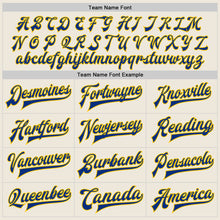 Charger l&#39;image dans la galerie, Custom Cream Royal-Yellow Bomber Full-Snap Varsity Letterman Jacket
