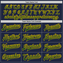 Загрузить изображение в средство просмотра галереи, Custom Navy Green-Gold Bomber Full-Snap Varsity Letterman Jacket
