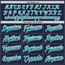 Charger l&#39;image dans la galerie, Custom Navy Teal-White Bomber Full-Snap Varsity Letterman Jacket
