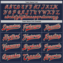 Load image into Gallery viewer, Custom Navy Kelly Green-Red Bomber Full-Snap Varsity Letterman Jacket
