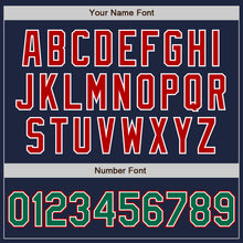 Load image into Gallery viewer, Custom Navy Kelly Green-Red Bomber Full-Snap Varsity Letterman Jacket
