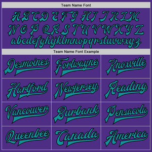Custom Purple Teal-Black Bomber Full-Snap Varsity Letterman Jacket