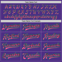 Загрузить изображение в средство просмотра галереи, Custom Purple Aqua Black-Pink Bomber Full-Snap Varsity Letterman Jacket
