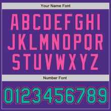Загрузить изображение в средство просмотра галереи, Custom Purple Aqua Black-Pink Bomber Full-Snap Varsity Letterman Jacket
