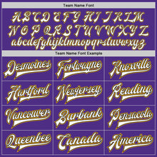Load image into Gallery viewer, Custom Purple White Black-Gold Bomber Full-Snap Varsity Letterman Jacket
