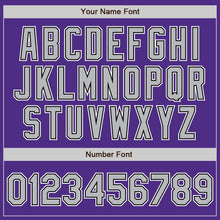 Load image into Gallery viewer, Custom Purple Gray-Black Bomber Full-Snap Varsity Letterman Jacket
