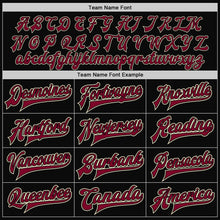 Charger l&#39;image dans la galerie, Custom Black Cream Pinstripe Maroon Bomber Full-Snap Varsity Letterman Jacket
