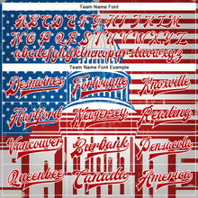 Laden Sie das Bild in den Galerie-Viewer, Custom Red US Navy Blue-Royal American Flag Fashion United States Congress Building 3D Pattern Design Bomber Full-Snap Varsity Letterman Jacket
