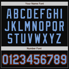 Load image into Gallery viewer, Custom Black Light Blue-Orange Bomber Full-Snap Varsity Letterman Two Tone Jacket

