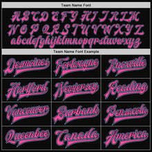 Load image into Gallery viewer, Custom Black Light Blue-Pink Bomber Full-Snap Varsity Letterman Two Tone Jacket
