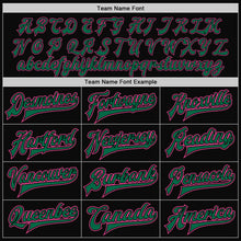 Load image into Gallery viewer, Custom Black Kelly Green-Pink Bomber Full-Snap Varsity Letterman Two Tone Jacket
