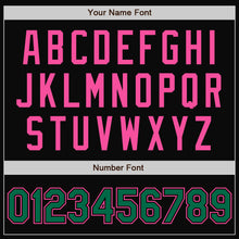 Load image into Gallery viewer, Custom Black Kelly Green-Pink Bomber Full-Snap Varsity Letterman Two Tone Jacket
